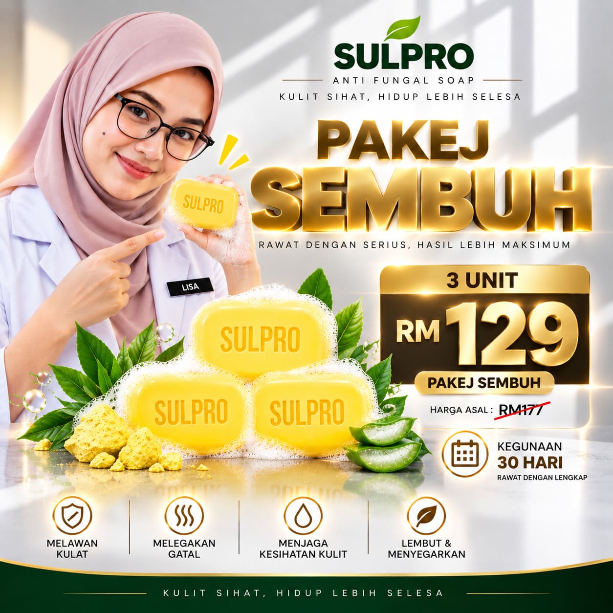 Poster Pakej 3 Unit SULPRO RM129 untuk rutin 30 hari
